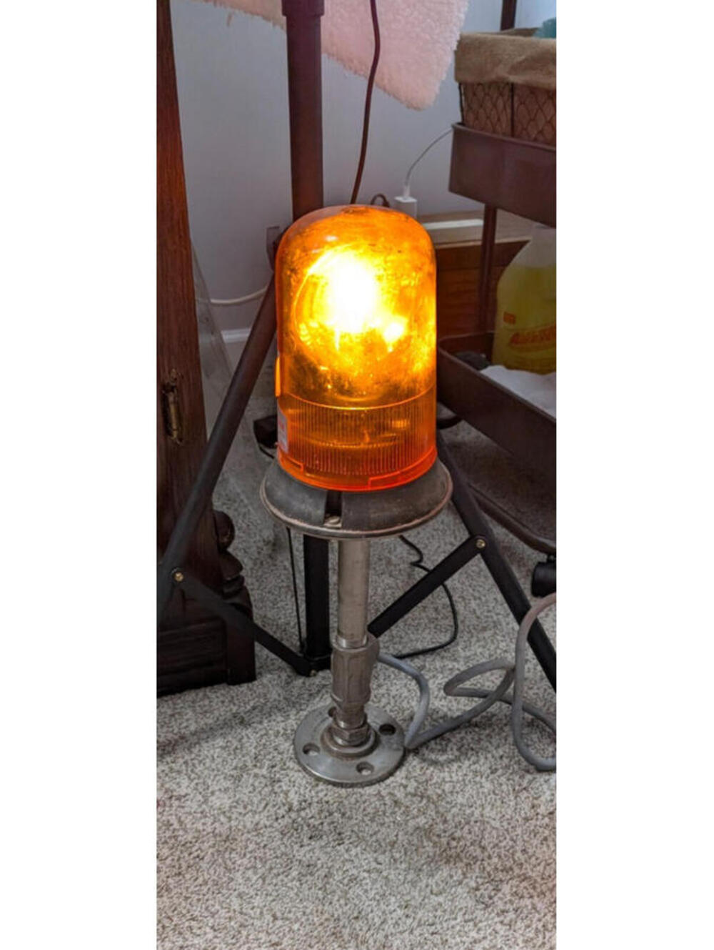 Vintage Rotallarm Flashing Rotating Amber Strobe Warning Beacon 110V 40W Tested